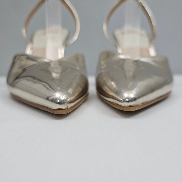 Dolce Vita Keisha Pump Womens 9 Metallic Gold Ankle Strap Pointed Toe Heels - Picture 7 of 15